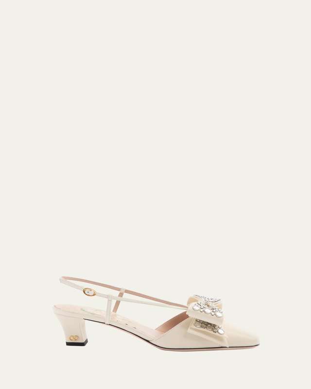 Bowow Studded Bow Slingback Pumps
